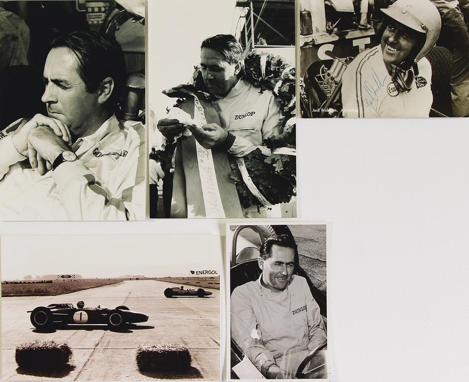 JACK BRABHAM autographed originals B/W autograph card, (1 of 2)