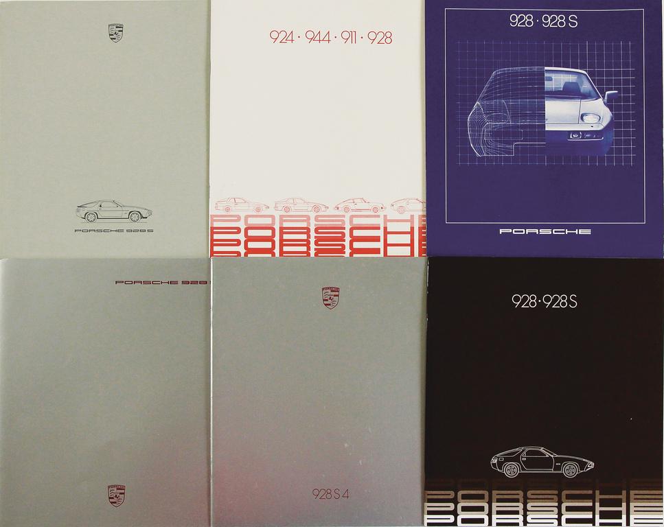PORSCHE '80s, mixed lot with 5 pieces, sales brochures: PORSCHE '80s, mixed lot with 5 pieces, sales brochures Porsche 928/S/S4, good condition German Description Porsche 80er Jahre, Konvolut 5tlg., Verkaufsprospekte Porsche 928/S/S4; guter Zustand