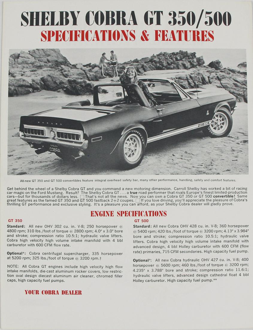 SHELBY 1967, flyer Shelby Cobra GT 350/500, printed on (1 of 1)