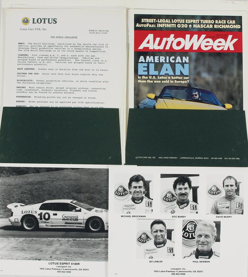 Lotus, Paul Neuman 1992, press kit "The SCCA World (1 of 1)