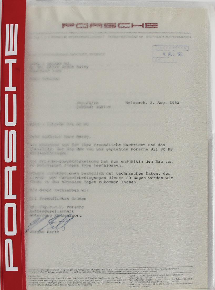 Porsche August 1983, Porsche folder regarding: Porsche (1 of 1)