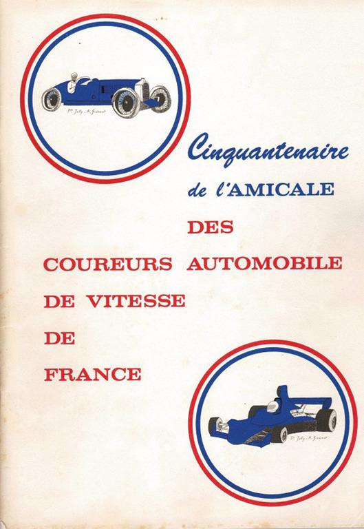 AMILCAR autographed brochure "Cinquantenaire de l´Amilcar des coureurs Automobil", inside with: AMILCAR autographed brochure "Cinquantenaire de l´Amilcar des coureurs Automobil", inside with signatures by Robert Senechal, Charles Pozzi, Gaston Serraud, Eugene Chaboud, Amédée Gordi