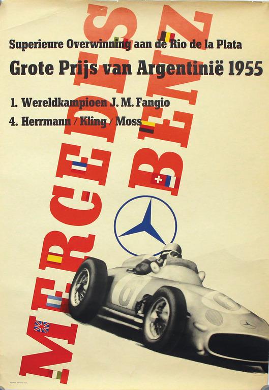 MERCEDES-BENZ 1955, original racing poster "Überzeugender Sieg am Rio del Plata - Großer (1 of 1)
