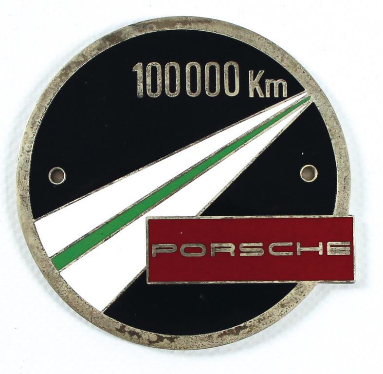 PORSCHE badge for 100000KM Porsche 356 pre A and A, with a diameter of 9cm, good condition   German (1 of 1)