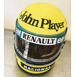 AYRTON SENNA season 1986, original crash helmet by Ayrton Senna, Senna worn this helmet among others