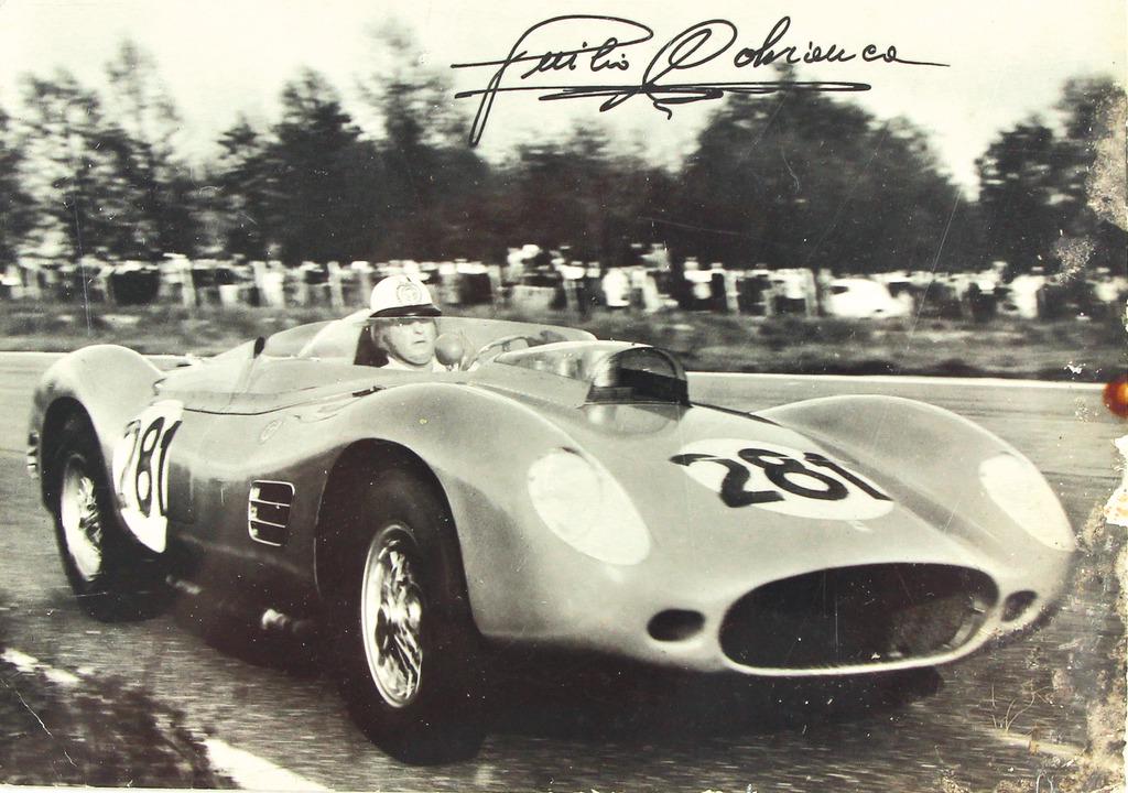 FERRARI photo postcard Giulio Cabianca (Shell), Cabianca in a Ferrari