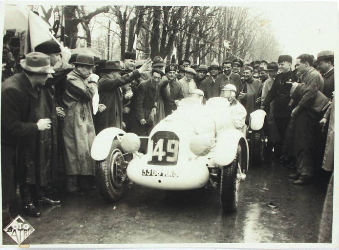 Buy original B/W photo, Mille Miglia 1937, Gianfranco Comotti and