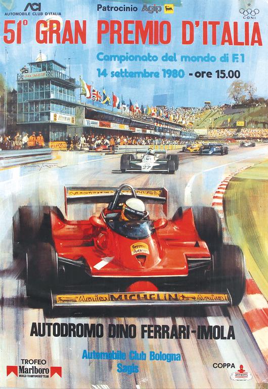 1980, poster (poster for a shopwindow), 51 Gran premio D´Italia, Autodromo Dino Ferrari- Imola, (1 of 1)