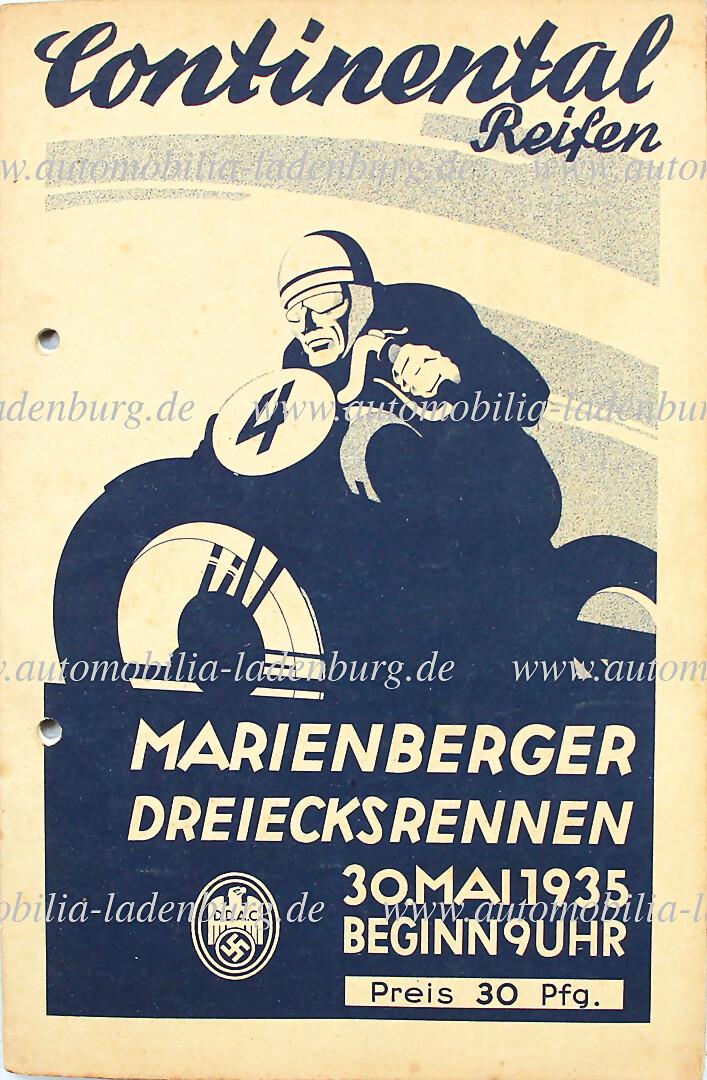 racing programme Marienberger Dreiecks race 1935, punched, good condition, with list of participants (1 of 1)