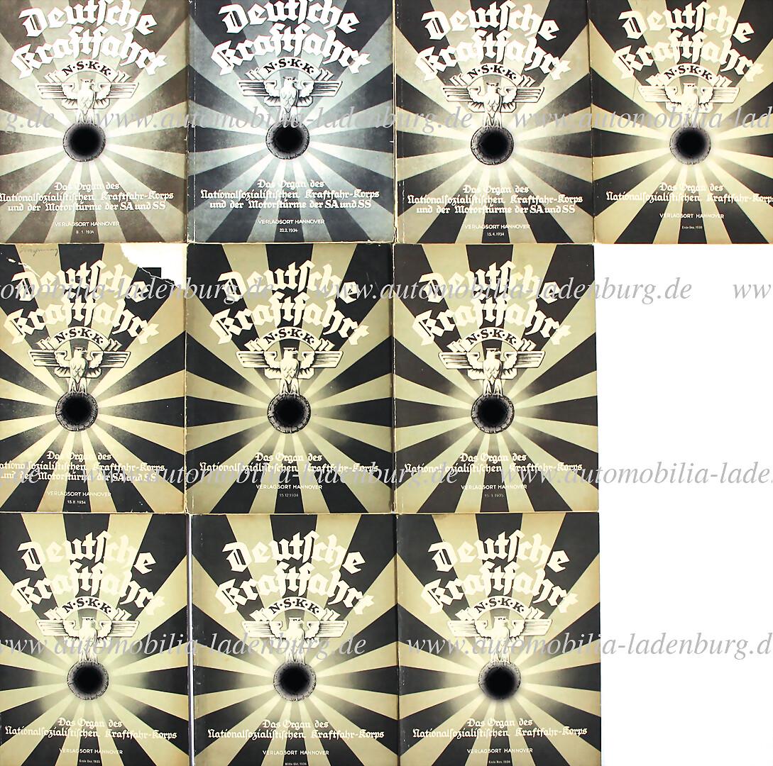 NSKK mixed lot of 10 issues of the magazine "Deutsche Kraftfahrt", issues Jan 8th 1934, Feb 22nd (1 of 1)