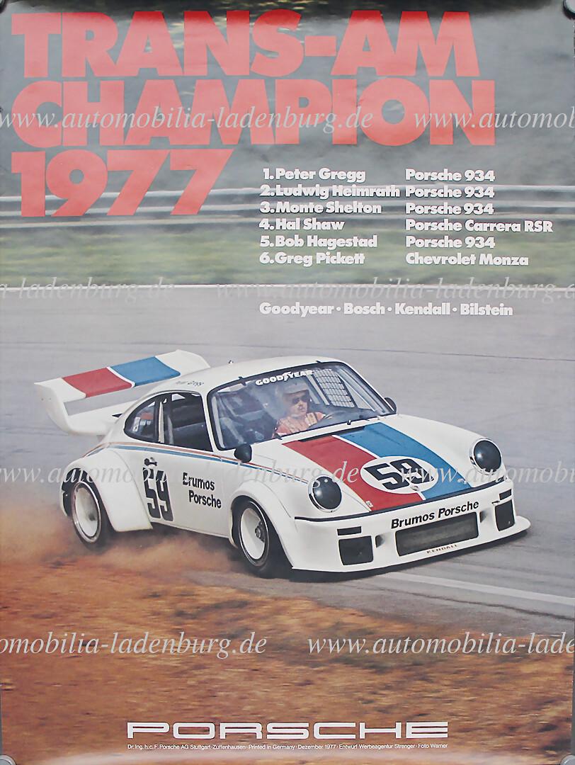 Porsche December 1977, Porsche racing poster "Trans-Am Champion 1977", (Brumos), draft Strenger, (1 of 1)