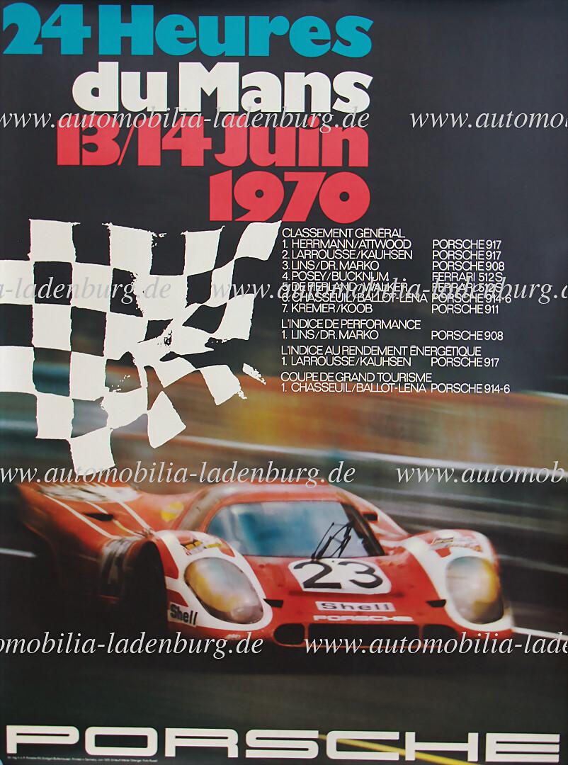 PORSCHE 1970, original racing poster "24 Heures du Mans Juin 1970", draft Atelier Strenger, (1 of 1)