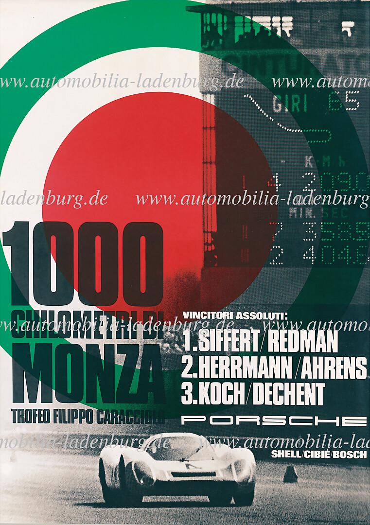 PORSCHE 1969, original racing poster "1000 Chilometri di Monza - Trofeo Filippo Caracciolo" draft (1 of 1)