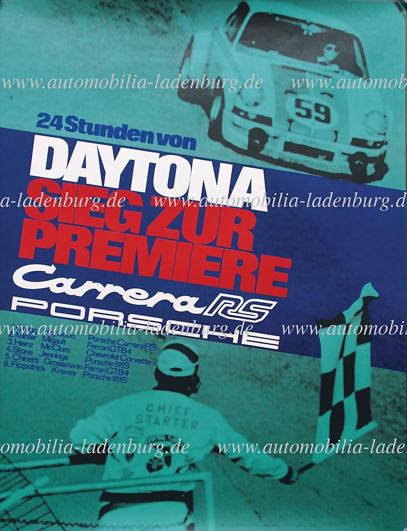 PORSCHE 1973, original racing poster "Daytona Sieg zur Premiere - Porsche Carrera RS", draft (1 of 1)