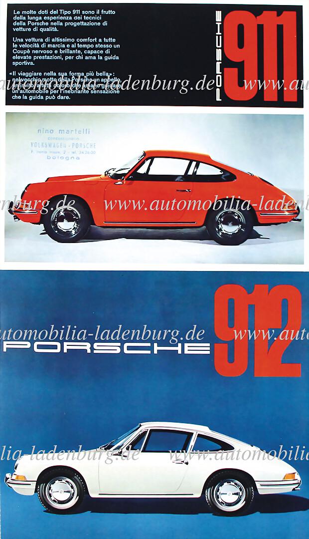 PORSCHE mixed lot of 2 pieces, among it fold-out brochure (W28i) Porsche type 911, 6 pages, Italian (1 of 1)
