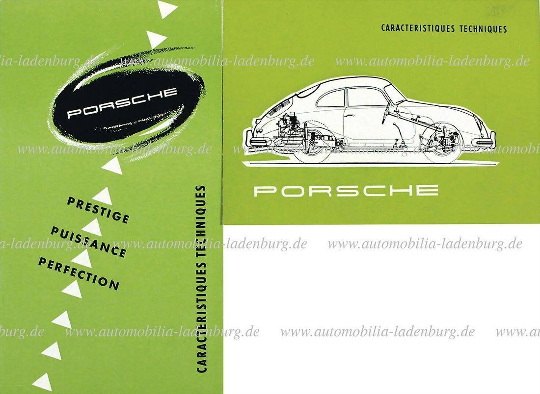 PORSCHE mixed lot of 2 pieces, sales brochure technical data, Porsche 356 1100-1500 Super, 14 pages, (1 of 1)