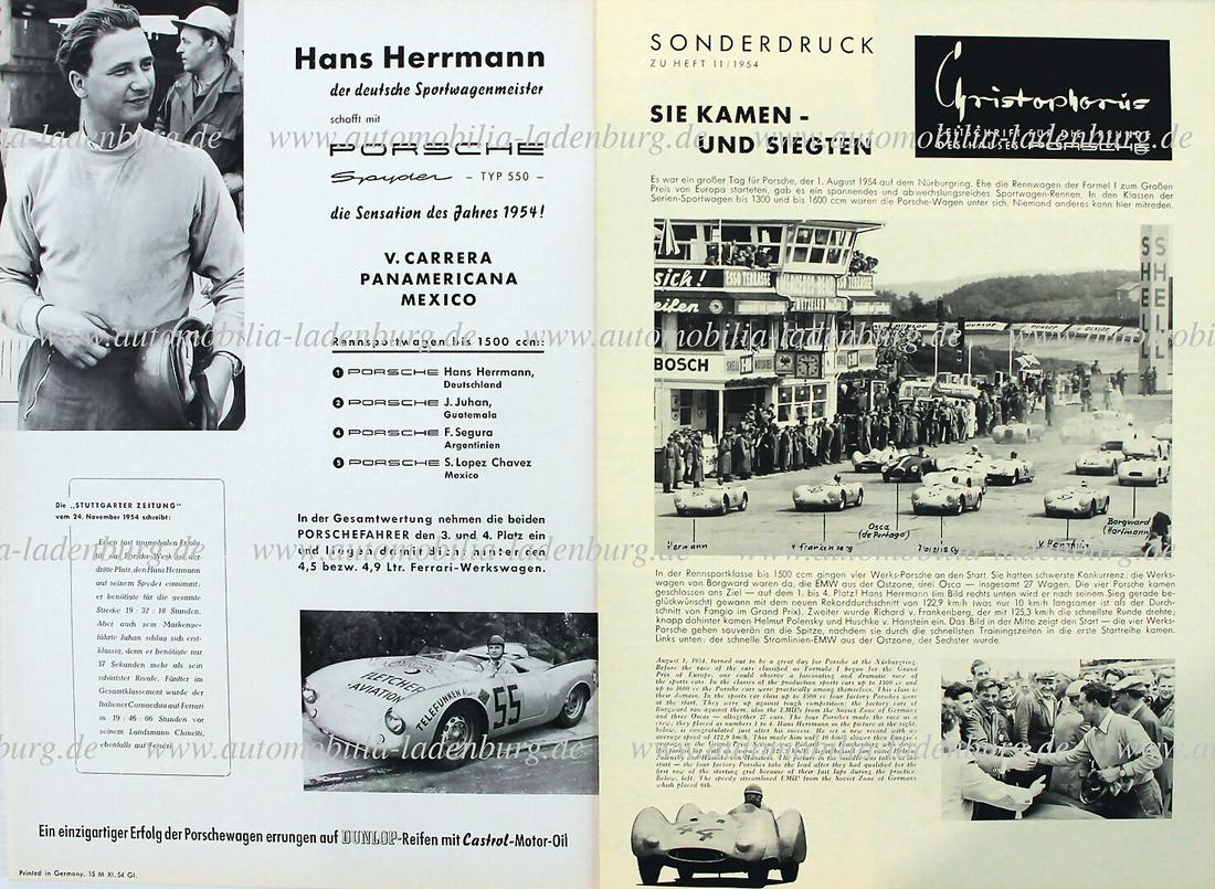 PORSCHE mixed lot with 2 pieces, among it Christophorus special print for issue No. 11/1954, 4 (1 of 1)
