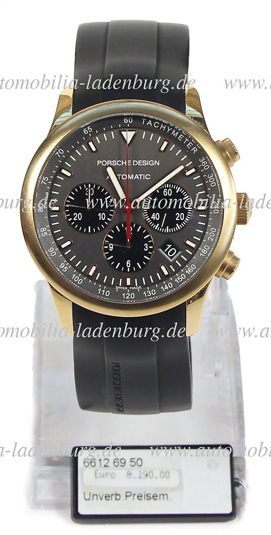 PORSCHE chronograph "Porsche Design Automatic", 18 carat (750) case, with glass bottom, then- NP: PORSCHE chronograph "Porsche Design Automatic", 18 carat (750) case, with glass bottom, then- NP (8190€), with original box, slight traces of usage, rare German Description PORSCHE Chronograph &