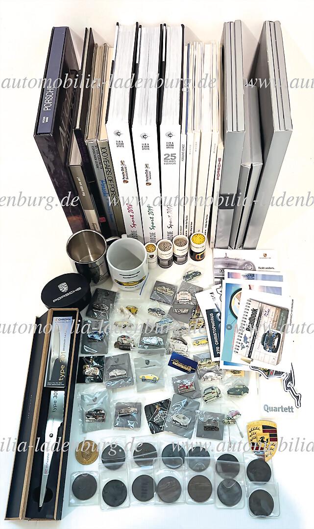 PORSCHE big mixed lot, among it 8 books, 3 volumes "Porsche Sport" 2017, 2018, 2019, "Augenblicke" (1 of 1)