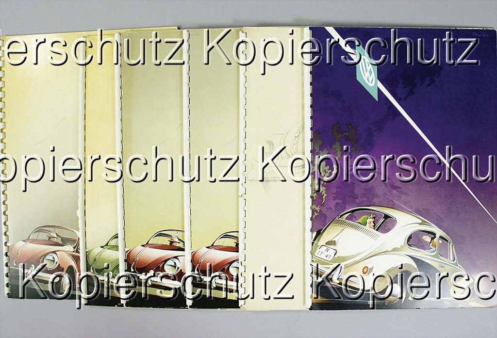 VW 6 by VW-Reuters sales catalog VW Beetle from 19: VW 6 by VW-Reuters sales catalog VW Beetle from 1954 to 1959, always with an inserted price list, ring binding, condition 2 German: VW 6 x VW-Reuters Verkaufskatalog VW Käfer von 1954 bis 1959, immer