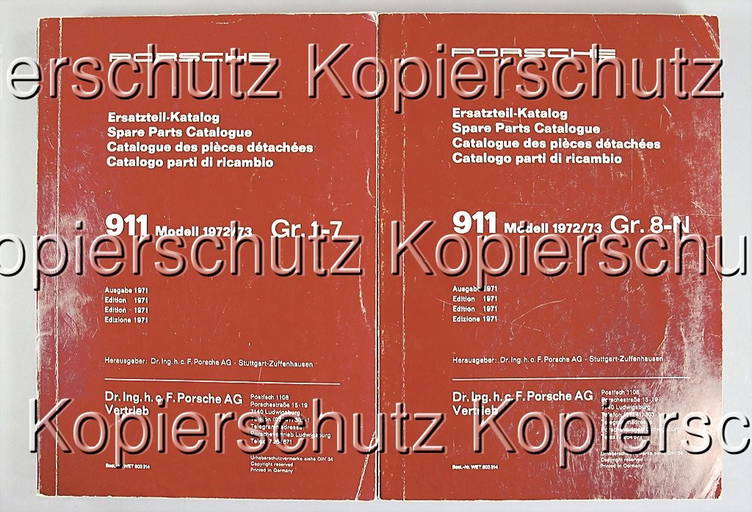 Porsche 2x Catalog Of Replacement Parts, 911 Mode