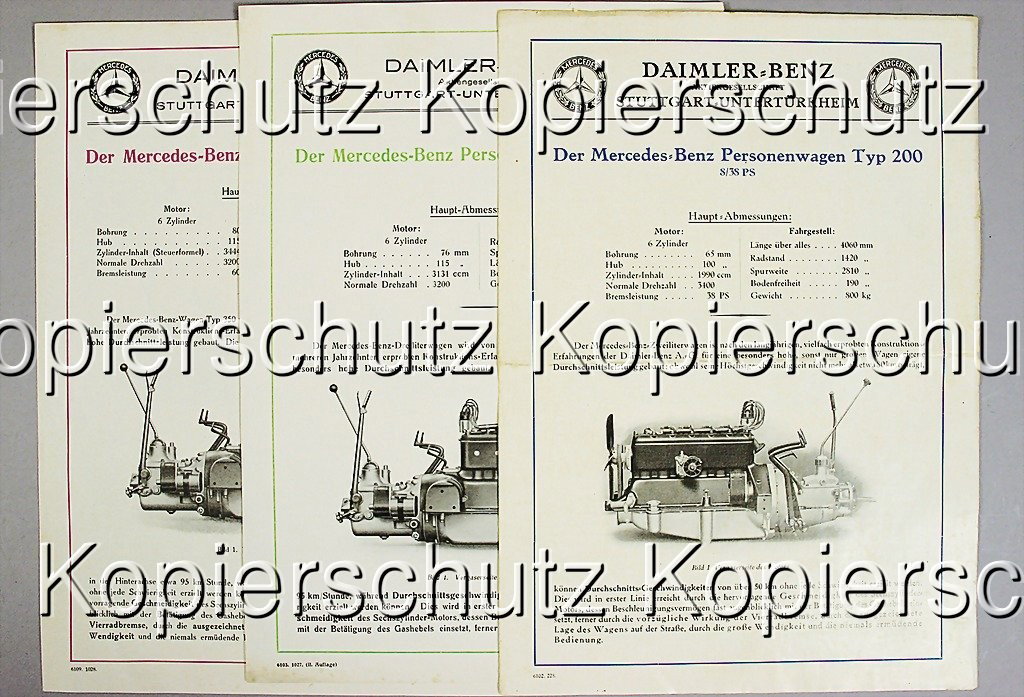 MERCEDES BENZ 3 brochures, 1x motor car type 350,
