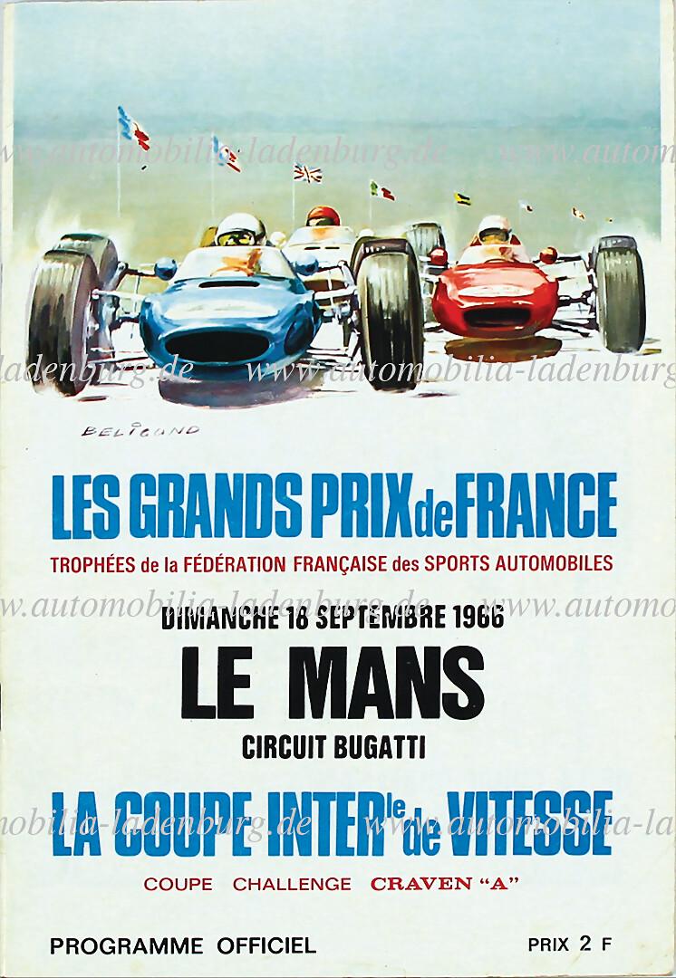 24 HEURES DU MANS 1966, race programme "Les Grand Prix de France - Le Mans La Coupe Inter le de (1 of 1)