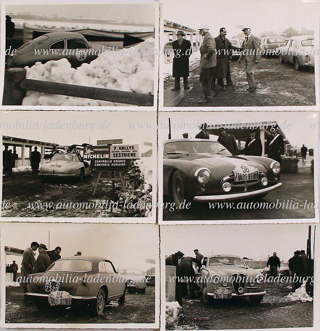 mixed lot, 6 original B/W photos 7th Rallye Sestriere 1956, among others: Mercedes-Benz 300 SL (#6), (1 of 2)