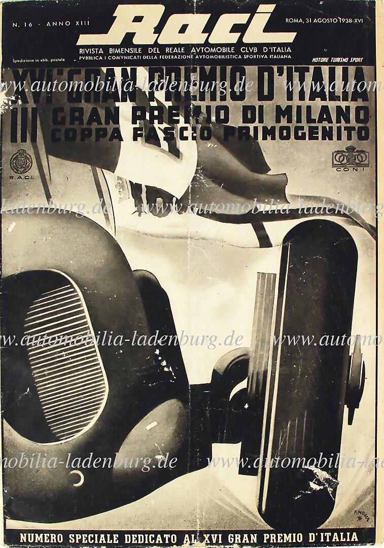 RACI No. 16, August 1938, special issue on the occasion of the "XVI Grand Premio d´Italia", (1 of 1)