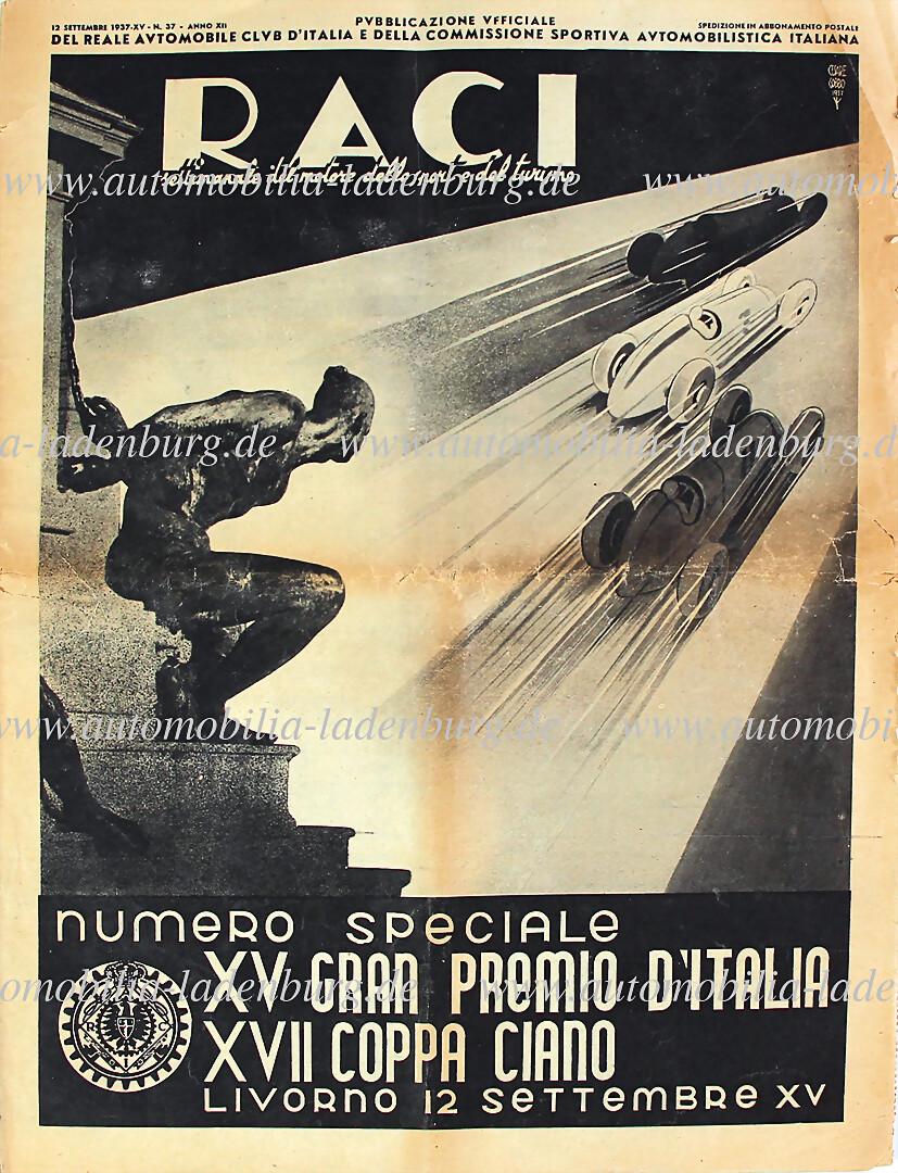 RACI No. 37, September 1937, special issue "XV Gran Premio d´Italia - XVII Coppa Ciano", with (1 of 1)