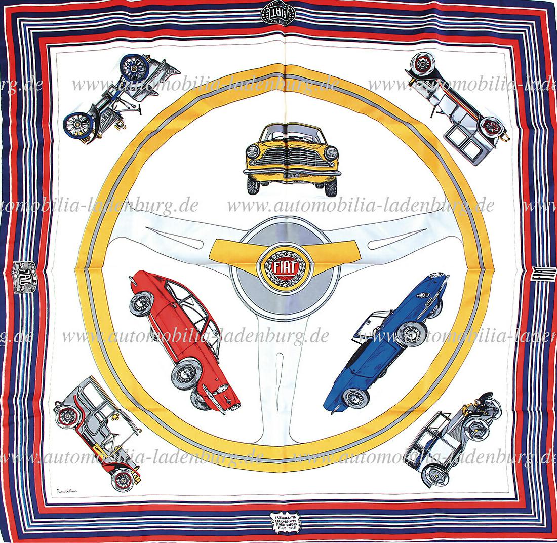 FIAT Fiat-scarf with steering wheel motif and different vehicle models, 84x86cm - good condition (1 of 1)