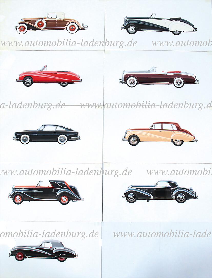 mixed lot, 9 original handdrawn illustrations (design drawings) English automobile manufacturers (1 of 1)