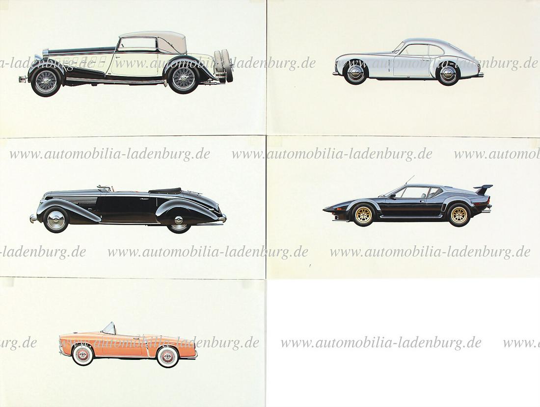 mixed lot, 5 original handdrawn illustrations (design drawings) Italian automobile manufacturers, (1 of 1)