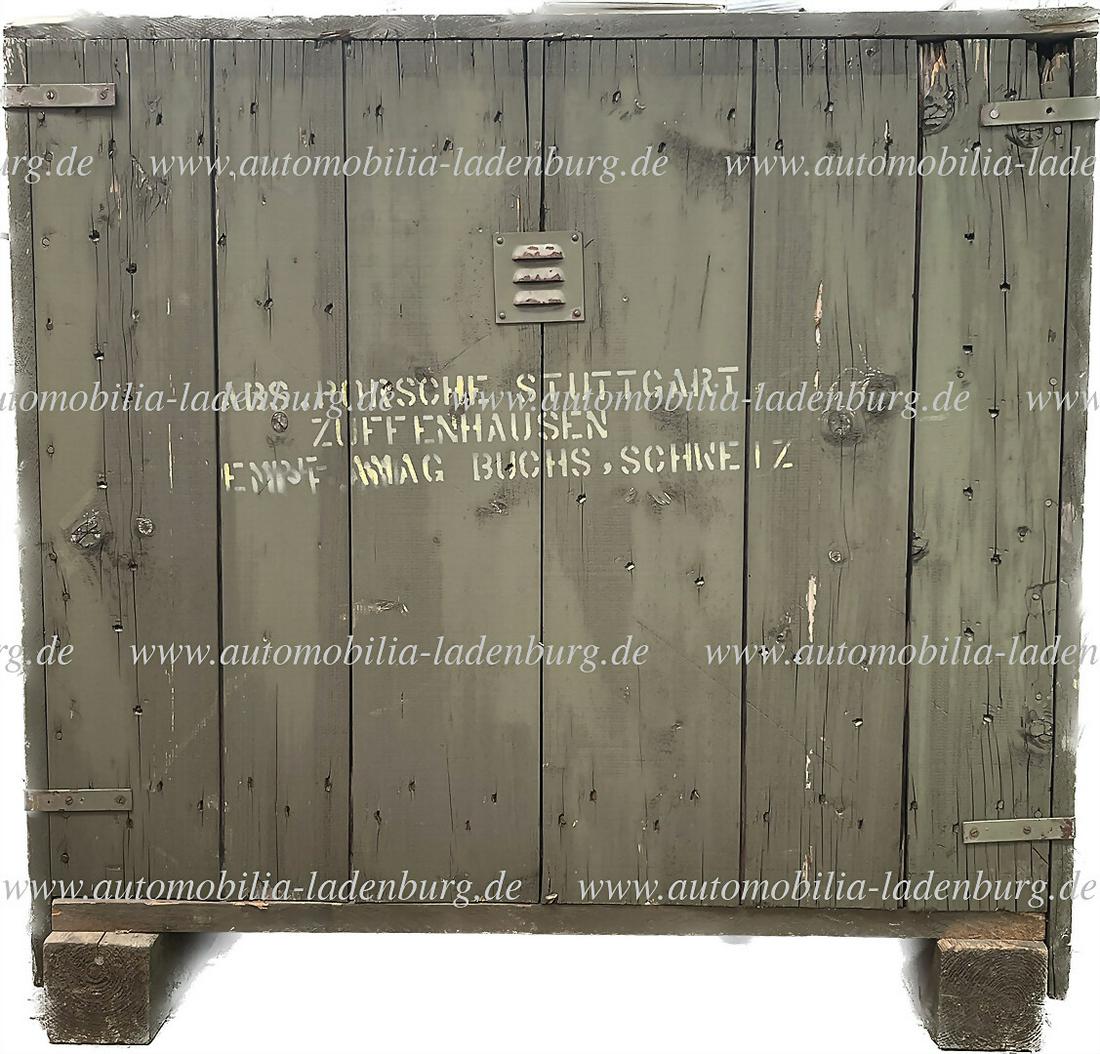 PORSCHE transport crate / wooden box for Porsche industry engine type 616/33-1, engine number: PORSCHE transport crate / wooden box for Porsche industry engine type 616/33-1, engine number 48902039, 97x87x94cm German Description PORSCHE Transportkiste / Holzkiste für Porsche Industriemotor