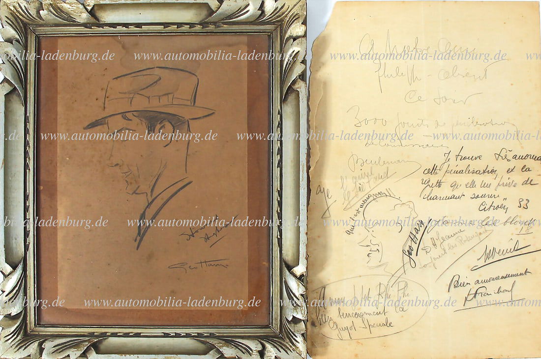 GEO HAM mixed lot of 2 original caricatures by Geo Ham, among it one framed sketch by Howard Hugues, (1 of 1)