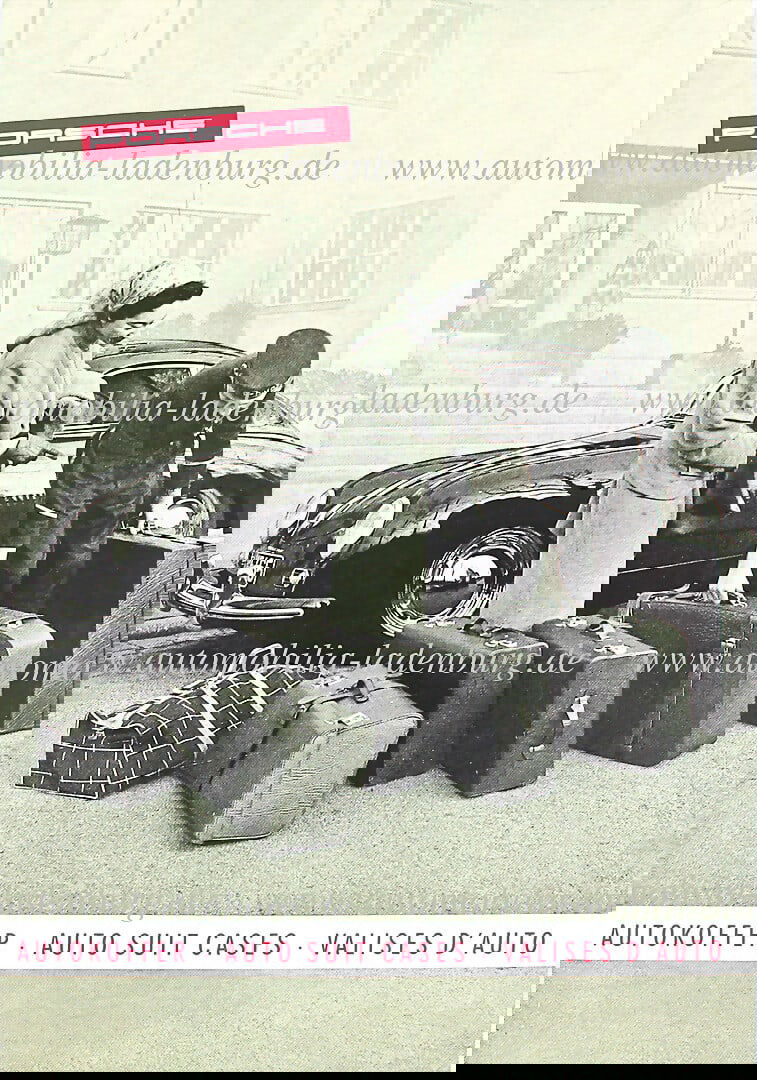 PORSCHE 1957, fold-out brochure Porsche car suitcase, (W294), 4 pages, good condition   German (1 of 1)