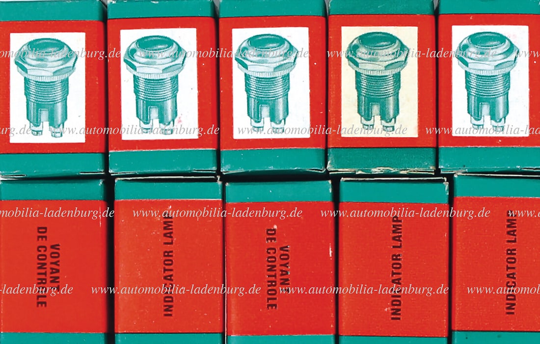 PORSCHE mixed lot, 10 original racing car indicator lamps for the dashboard in original packings (1 of 1)