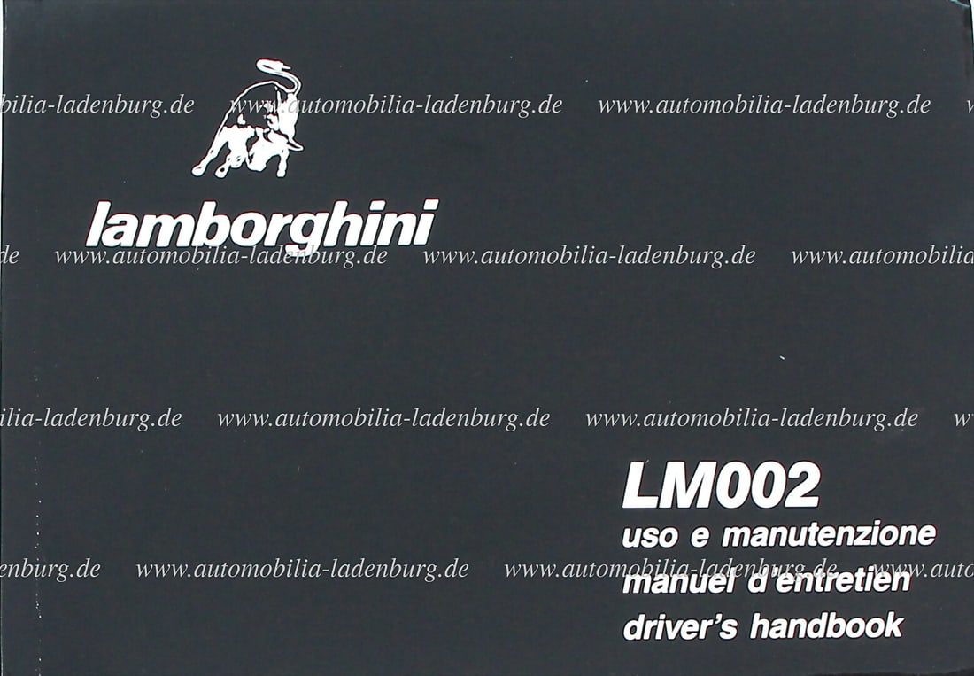 LAMBORGHINI 1988, operating instruction "Uso e manutenzione", Lamborghini LM002, in three languages: LAMBORGHINI 1988, operating instruction "Uso e manutenzione", Lamborghini LM002, in three languages (I/E/F), good condition German Description LAMBORGHINI 1988, Betriebsanleitung „Uso e manutenz