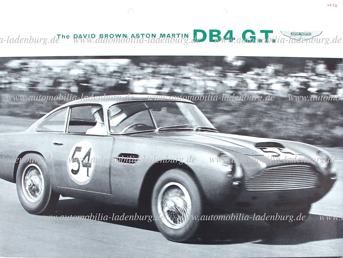 ASTON MARTIN fold-out brochure The David Brown Aston Martin DB4 GT, 4 pages, English / French text, (1 of 1)