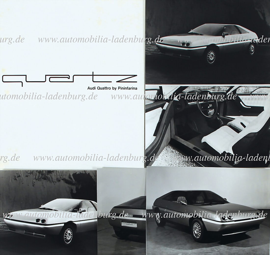 AUDI press report / sales catalog "Qaurtz Audi Quattro by Pininfarina", 18 pages, in three: AUDI press report / sales catalog "Qaurtz Audi Quattro by Pininfarina", 18 pages, in three languages, with 4 B/W press photos German Description AUDI Presseinformation / Verkaufskatalog „Qaurtz 