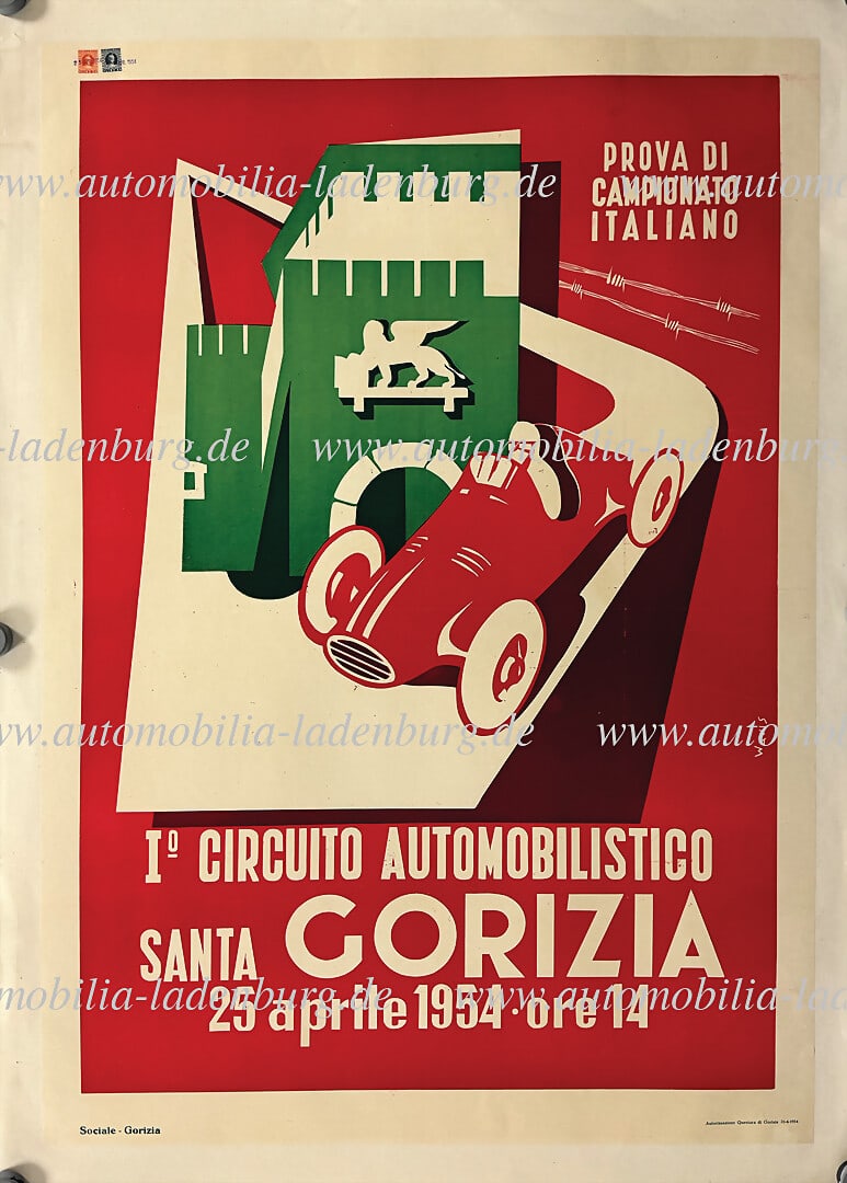 1954, original poster "Prova di Campionato Italiano 1. Circuito Automobilistico Santa Gorizia (1 of 1)