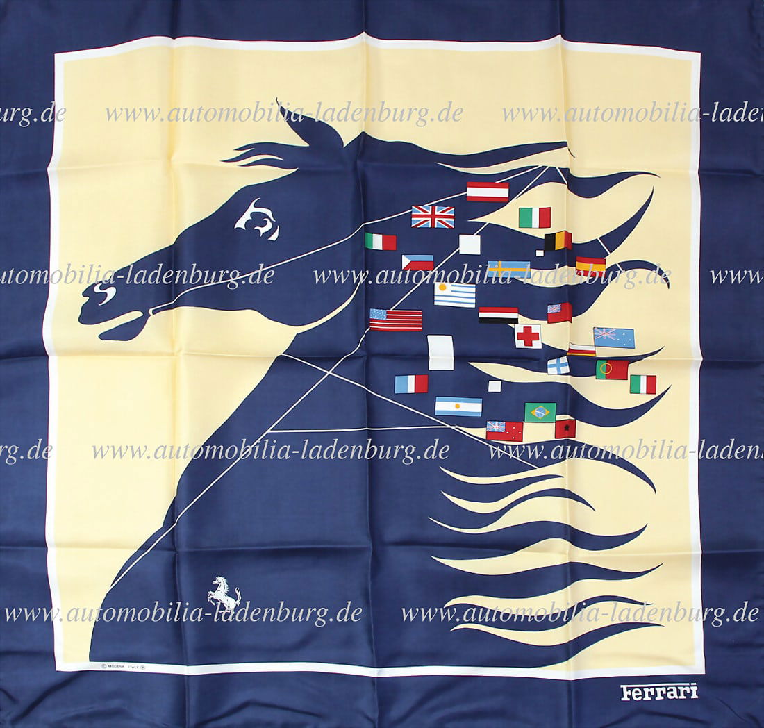 FERRARI silk cloth Ferrari '60s, (draft Antonio Guisti), 85x85cm, good condition   German (1 of 1)