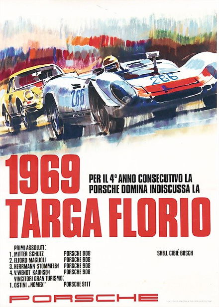 2133 Porsche Racing Poster Targa Florio 1969 Study Nov 10 12 Automobilia Ladenburg Auction In Germany