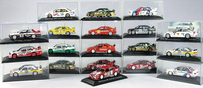 MINICHAMPS, mixed lot of 33 pieces, model cars, a: MINICHAMPS, mixed lot of 33 pieces, model cars, all in scale 1:43, all in original box, e.g. Alfa Romeo 155 DTM, Nicola Larini 1993, BMW M3 Harald Becker DTM 1993, AMG Mercedes 190 E Klaus Ludwig DTM