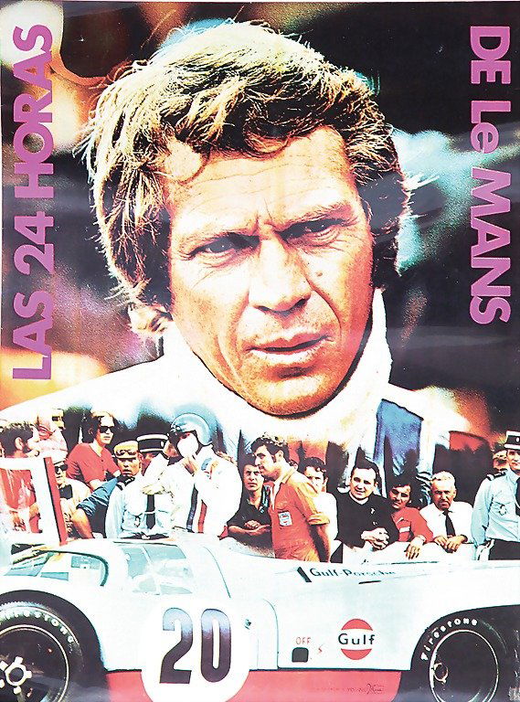 Las 24 Horas de Le Mans, film poster Steve McQuee: Las 24 Horas de Le Mans, film poster Steve McQueen, rare Spanish version, 63 x 47 cm, good condition German Description «Las 24 Horas de Le Mans", Filmplakat Steve McQueen, seltene spanische Ausführ