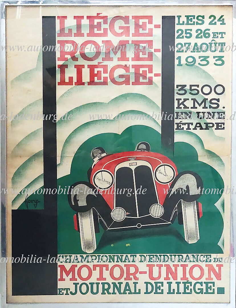 LOUNGER-ROME-LOUNGER 1933, original event poster "Les 24 Liege-Rome-Liege 25.-27.Aout.1933", (1 of 1)