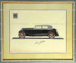 LOUIS GALL&#201; ca. 1928, original gouache design on paper (framed picture size 29x39cm), Delage