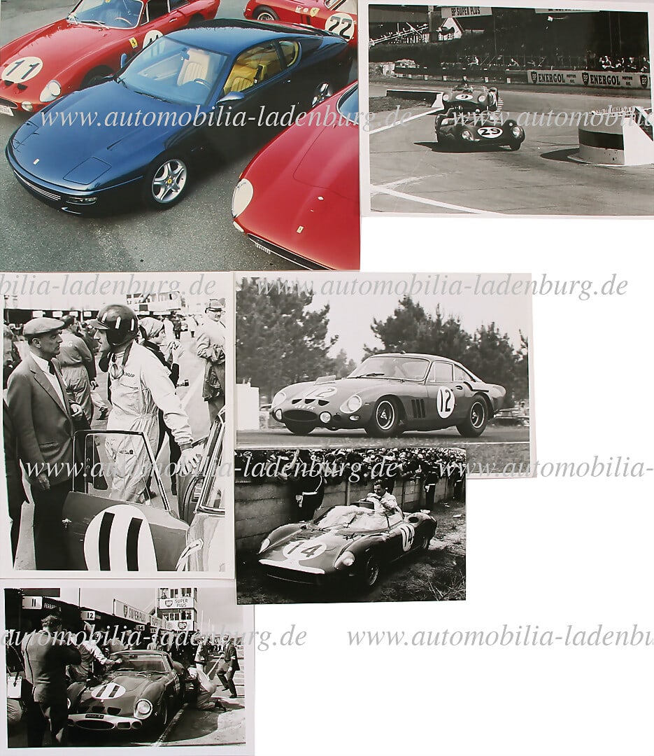 FERRARI Mixed lot of 6 pieces, including 5 b/w photographs (prints of recent date), among others (1 of 2)