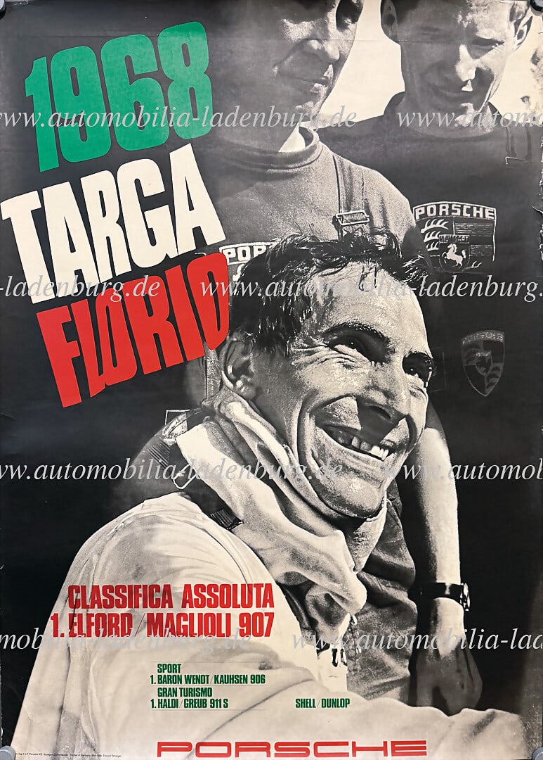 PORSCHE 1968, original racing poster "Targa Florio 68", design Atelier Strenger, May 1968, 118x84cm, (1 of 1)