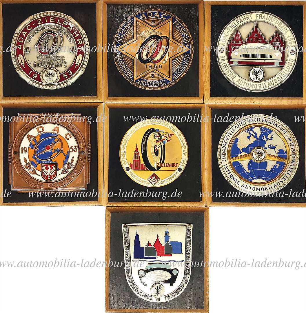 50s, collection of 7 plaques, enameled. Including destination trips to the International Motor Show (1 of 1)
